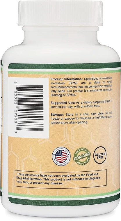 SPM Max (Specialized Pro-Resolving Mediators) 120 Softgels, 500mg (Only Product Standardized and Third Party Tested to Contain Active SPMs, Check The Supplement Fact Panel) by Double Wood
