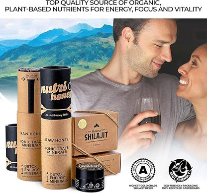 NATURAL SHILAJIT Resin - Shilajit Supplement with Fulvic Acid & Trace Minerals, Plant Based Nutrients for Energy, Immune Support & Vitality - 20 Gram & 10 Gram