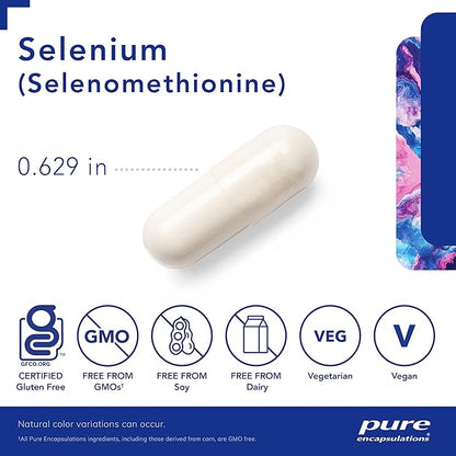 Pure Encapsulations Selenium - 200 mcg - for Healthy Cellular Function, Immune System & Antioxidant Defenses - Mineral Supplement - Vegan & Gluten Free - 60 Capsules