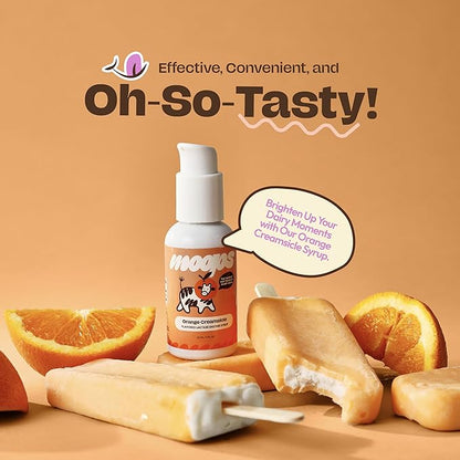 Lactase Enzyme Drops 2oz – Delicious Orange Creamsicle Flavor – 10,000 FCC Units for Fast Acting Dairy Relief – Customizable Dosing for Lactose Intolerance – Portable Twist-to-Lock Pump