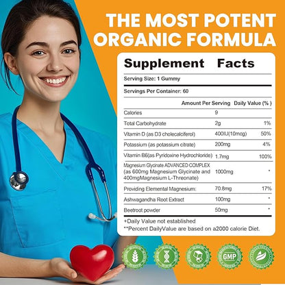 Potassium Magnesium Gummies,High Absorption Magnesium Glycinate,B6,D3,Potassium Citrate for Leg Cramps,Muscle,Electroyte for Adults Kids,Sugar-Free, 120 Gummies (Sweet Orange Flavor)