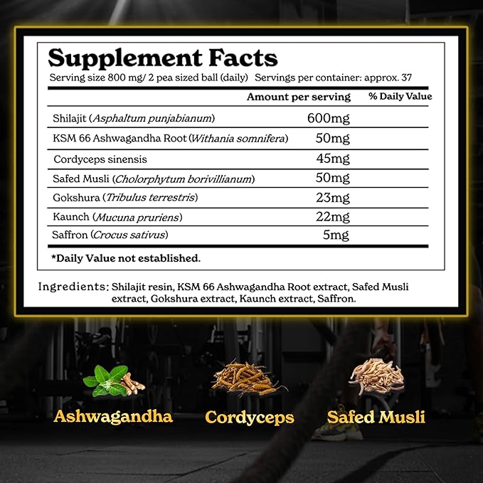 BetterAlt Himalayan Shilajit Gold + with Cordyceps | With KSM 66 Ashwagandha |85+ Trace Minerals, 75% Fulvic Acid, with Lab Test Report, 600mg |For Men & Women