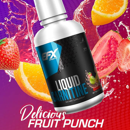 EFX Sports L-Carnitine Liquid 1500mg, Improve Performance and Strength, Vitamin B5 (31 Servings, Fruit Punch)