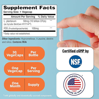 Health Thru Nutrition Skineu - Skin Probiotic + Prebiotic | Supports Skin Hydration & Elasticity | Clinically Studied Ingredients |3rd Party Tested, Non-GMO & Gluten-Free | 30 VegeCapsules