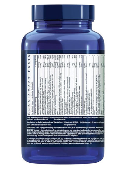 Life Extension Mix Tablets, high-Potency, Advanced Vitamin, Mineral, Fruit & Vegetable Formula, Vitamin C, B, D, E, Magnesium, for Whole-Body Health, Healthy Aging, Gluten-Free, 240 Tablets