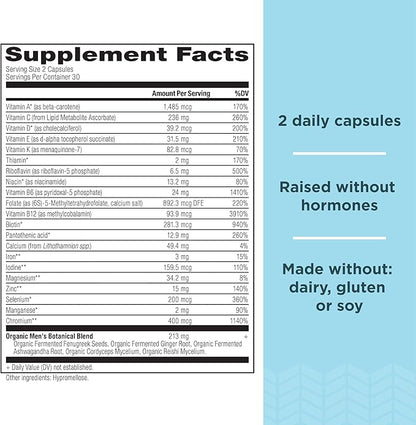 Ancient Nutrition Multivitamin for Men, Men's Fermented Multivitamin with Vitamin A, C, D, E, K, Zinc & Magnesium, Immune Support, Vegan, 60 Ct