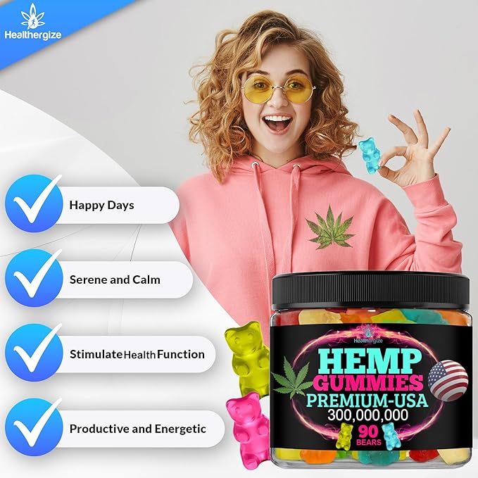 Hemp Gummies for Relaxation and Rest-Natural Hemp Oil Gummies, Fresh Fruity Flavors Tasty Relief-Made in USA-High Potency Gummy Edibles-Extra Strength 90 Bears