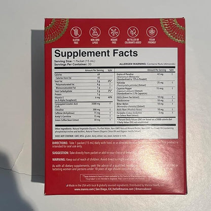 Manna Liposomal Lipo Lean – Thermogenic Fat Burner & Appetite Suppressant – Weight Loss Support for Women & Men – Liposomal Absorption CLA, Carnitine, Green Tea, 30 Single-Serve Packets