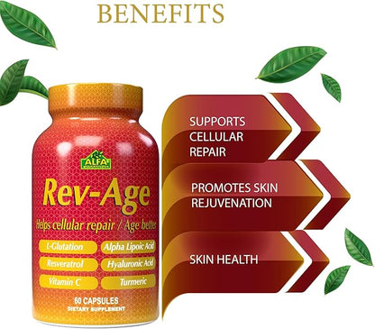 ALFA VITAMINS Rev-Age Cellular Repair Supplement for Anti-Aging & Immune System Support - 60 Capsules