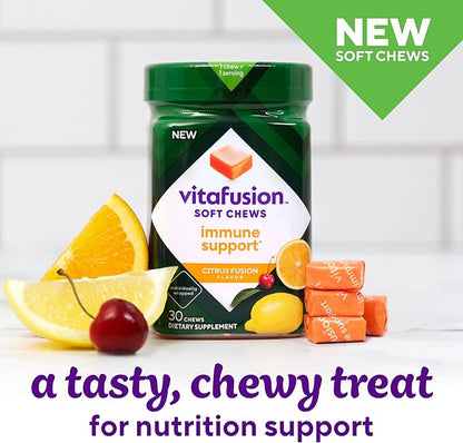 Vitafusion Soft Chews Immune Support (1), Adult Chewable Vitamin C for Immune Support, Individually Wrapped, Citrus Fusion Flavor, 30 Chews, 30 Day Supply