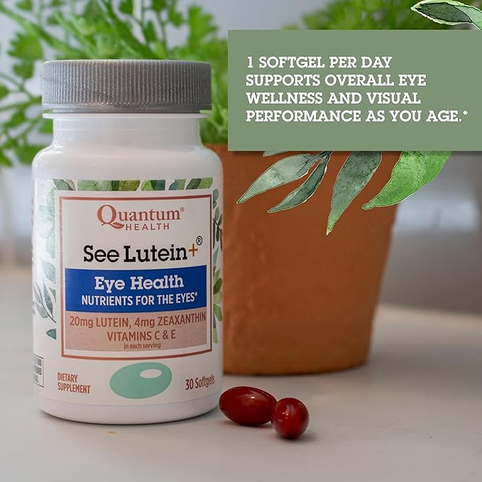 Quantum Health See Lutein+, Lutein & Zeaxanthin Eye Supplement, with Eye Vitamins C and E, Helps Maintain Overall Eye Health - 30 Softgels, 30-Day Supply