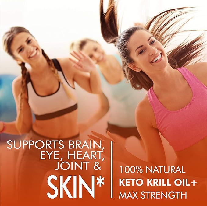 Keto Krill Oil 500mg with Omega-3 EPA, DHA, Astaxanthin & Phospholipids - Supports Brain, Eye, Heart, Joint, Skin Health - Antioxidant Krill Oil Fish Supplement for Women & Men - 30 Day Supply