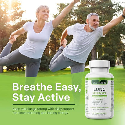 Lung Support Supplement - Lung Health Supplement for Respiratory Health, Lung Function & Immune Defense - Lung Detox for Smokers with Ginseng, Boswellia, Elderberry Fruit & Marshmallow Root