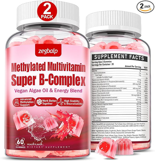 Methylated Multivitamin with B Complex for Women - Daily Vitamin B1, B2, B6, B12, Folate, C & Magnesium with Omega 3 - Supports for Energy Immune - Gluten-Free & Sugar-Free