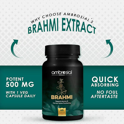 AMBROSIAL Brahmi Capsules 500 mg Pack of 1-60 Capsules