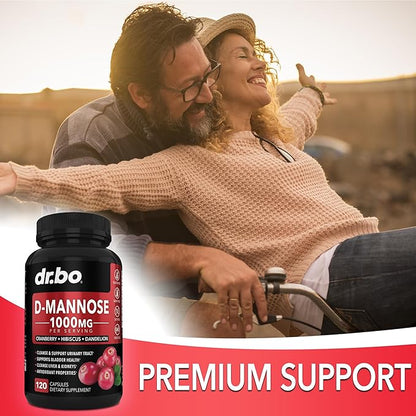 Kidney Cleanse & D Mannose Supplements - Kidney Detox Support Supplement, D-Mannose 500mg 1000mg Capsules - DMannose & Natural Cranberry to Support Kidneys, Bladder & Urinary Tract Health Supplements