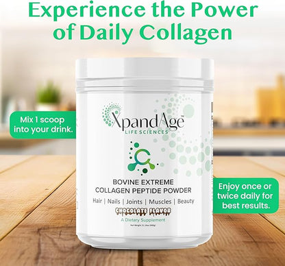 Bovine Extreme Collagen Peptide Powder with biotin,Pea,Guarana,safed musli and Others for Hair, Nails,Energy, Lean Muscle and Joint Health.Flavor Bitter Chocolate