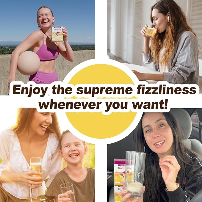 Immune Booster Fizzy Drink Mix Herbal Supplement Made with Astragalus, Ginger, Jujube, Atractylodes, Passion Fruit, No Artificial, 10packs (2 Boxes)