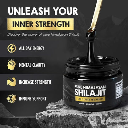 Pure Himalayan Shilajit Resin - Over 85% Fulvic Acid & Large Jar w/ 125 Servings - Probably The Purest Shilajit on The Market - US Lab Tested for Authentic Himalayan (Large Jar, Himalayan Shilajit)