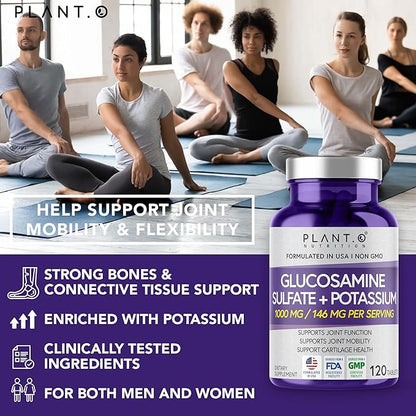 Glucosamine Sulfate with Potassium | Strong Joint Support Supplement | Supports Cartilage and Connective Tissues | Aids Knee and Bone Structure | 120 Tablets