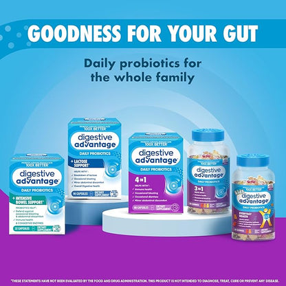 Daily Probiotic Capsule - Digestive Advantage 30 Capsules, Survives 100x Better, Lessens Bloating, Calcium, Promotes Digestive Health and Gut Flora, multi