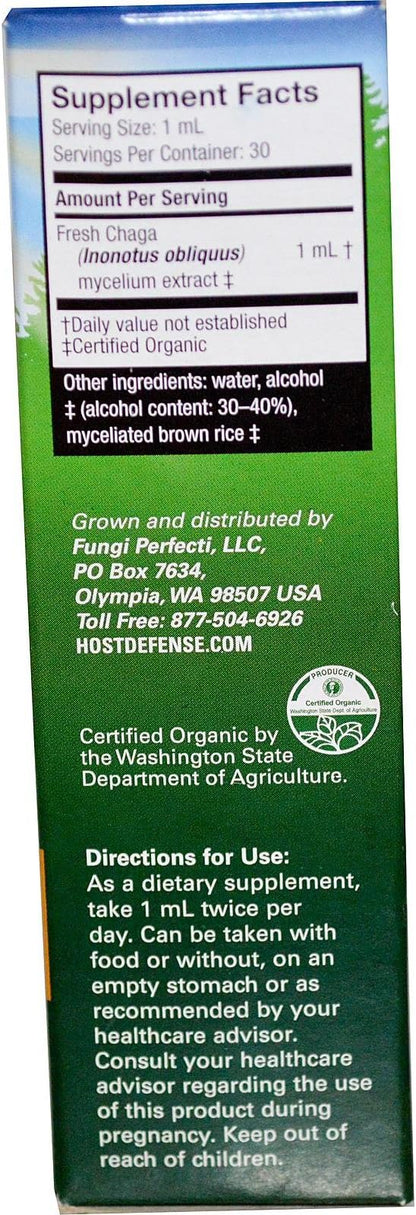 Host Defense Chaga Extract - Immune System Support Supplement - Chaga Mushroom for Antioxidant Activity Support - Liquid Dietary Mushroom Supplement - 1 fl oz (30 Servings)*