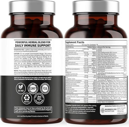 N1N Premium Plant Based Multivitamin [42 Powerful Ingredients] Men & Women Daily Multivitamins with Raw Veggies and Fruits, Probiotics, Alfalfa, Echinacea, Spirulina and Digestive Enzymes, 90 Tablets