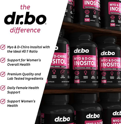 Myo-Inositol & D-Chiro Inositol Supplement Capsules - 40:1 Ratio Inositol Supplement for Women 2050mg with Vitamin B8 Pills - Natural Supplements for Female Women Support & Womens Health 120 Capsules