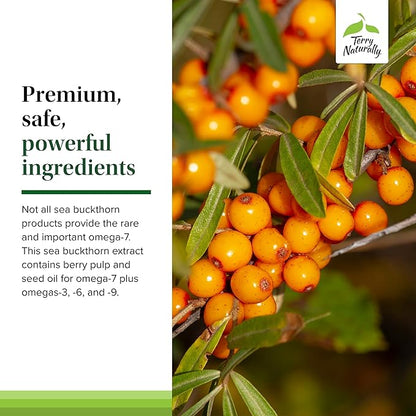 Terry Naturally Omega-7 Dry Eye Relief - Eye Health Supplement with Buckthorn Seed Oil - Dietary Supplement to Aid Dry Eye Relief - 60 Softgels