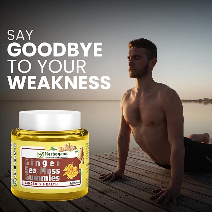 Ginger Sea Moss Gummies - Herbal Support for Immune & Digestive Health - Plant-Powered, Gluten-Free & Vegan-Friendly - 60 Count