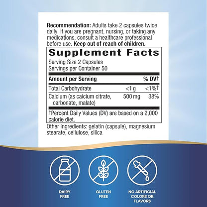 Nature's Way Calcium Citrate, Carbonate and Malate, Supports Bone Health*, 100 Capsules (Packaging May Vary)