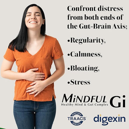 Health Thru Nutrition Mindful GI - Healthy Mind & Gut Complex | with Digexin, Magnesium, L-Glutamine, and Probiotic for Gut-Brain Axis Support | Regularity, Bloating, Calmness Supplement