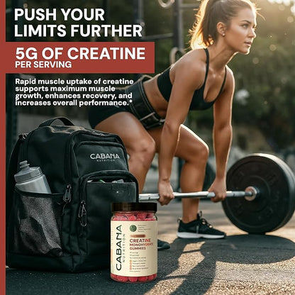 Creatine Monohydrate Gummies 5g - Watermelon Flavored Creatine for Women and Men - Supplement Supports Muscle Gain, Energy, Pre and Post Workout, Focus & Cognition, Recovery (120 count, 40 servings)