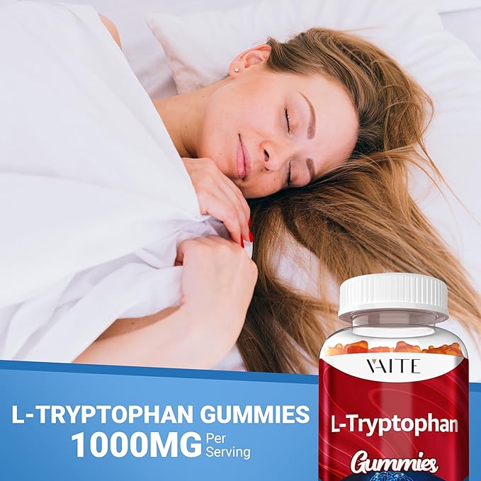 L Tryptophan 1000mg Gummies – Chewable Supplement for Positive Outlook, Calm Support & Inner Balance, 60 Vegan Gummy to Promote Restful Nights, Support Mental Focus & Encourage Peaceful Sleep