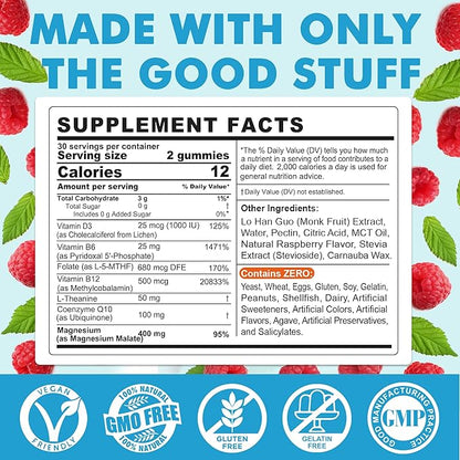 2Pack Berberine Supplement Gummies 1500mg + 2Pack Magnesium Malate with CoQ10-100mg Gummies
