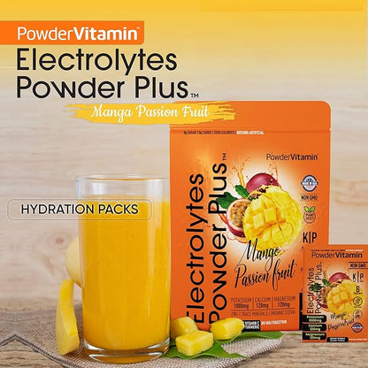 Electrolytes Powder Plus, Keto, Mango Passionfruit, Sugar Free, Pink Himalayan Salt, 1000mg Potassium, 120mg Calcium, 120mg Magnesium, Non-GMO, Zero Calories, (16 Hydration Packets)