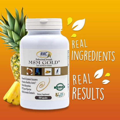 NWC Naturals MSM Gold Systemic Enzyme Supplement - 150 Cap - 2 Pack