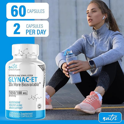 GlyNAC-ET NAC Supplement N-Acetyl Cysteine Ethyl Ester - 20x More Bioavailable Than GlyNAC - Glycine & N-acetylcysteine Ethyl Ester Anti Aging Supplement, Boost Glutathione (60 Capsules)