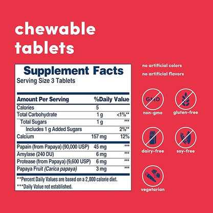 American Health Original Papaya Enzyme Chewable Tablets - Promotes Nutrient Absorption and Helps Digestion - Gluten-Free, Vegetarian - 100 Count, 33 Total Servings