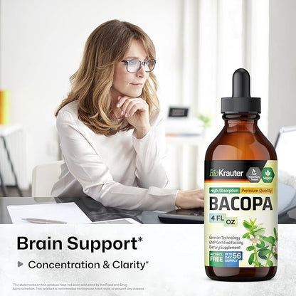BIO KRAUTER Rhodiola Rosea Tincture 4 Fl. Oz. & Bacopa Tincture 4 Fl. Oz.