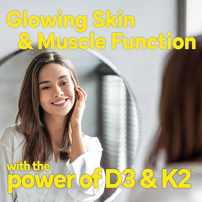 Vitamin D3 with Vitamin K2, D3 2000 IU with K2 100 mcg for Healthy Muscle Function, Bone Health and Immune Support, Vitamin D3 K2, 60 Tablets