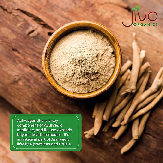 Jiva Organics Ashwagandha Root Powder 1.25 Pound (20oz) - Gluten Free, Indian Ginseng, Raw, Pure, Non-GMO, Lab Tested Ayurvedic Indian Powder