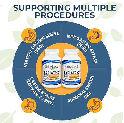 Shiny Leaf Bariatric Multivitamin Without Iron - Vitamins for Gastric Bypass & Sleeve, 1 Daily Capsule W Vitamin A, C, D, Biotin, Zinc, B12, K, Vegetarian, Soy-Free, GMP Cert., Made in USA (180 Ct.)