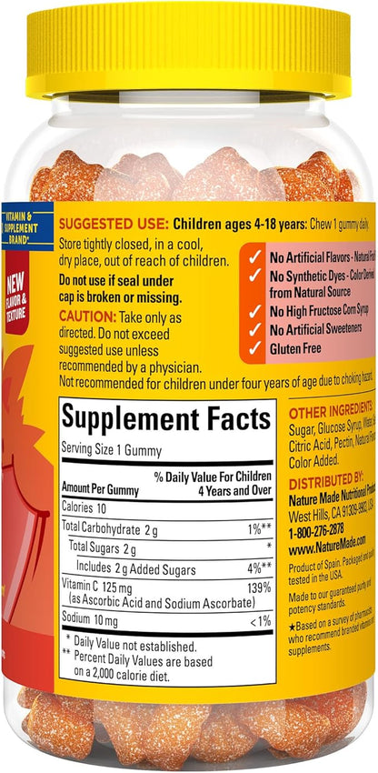 Nature Made Kids First Vitamin C Gummies, Dietary Supplement for Immune Support, 110 Gummies, 110 Day Supply