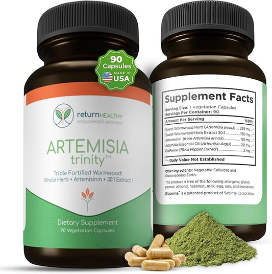Artemisia Trinity | Cleansing for Adults with Wormwood Herb & Artemisinin 30:1 Extract | Resistance & Digestive Support | Herbal Supplements | Pure, Plant-Based, 90 Caps