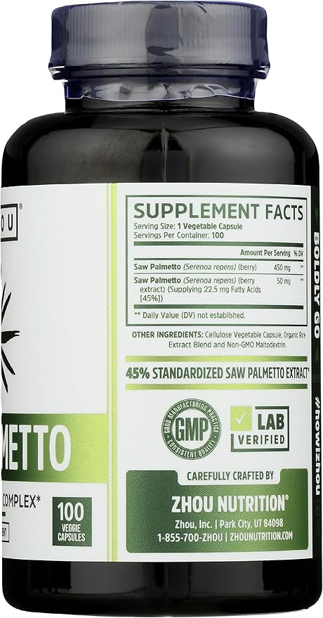 ZHOU NUTRITION Saw Palmetto Prostate Health Complex, 100 CT