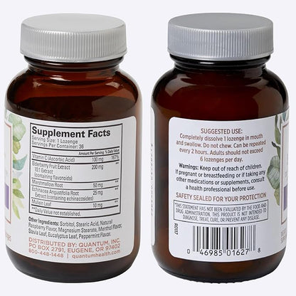 Quantum Health Elderberry+ Lozenges|Raspberry|Provides Powerful Immune Support|Formulated with Echinacea and Vitamin C|36 Count