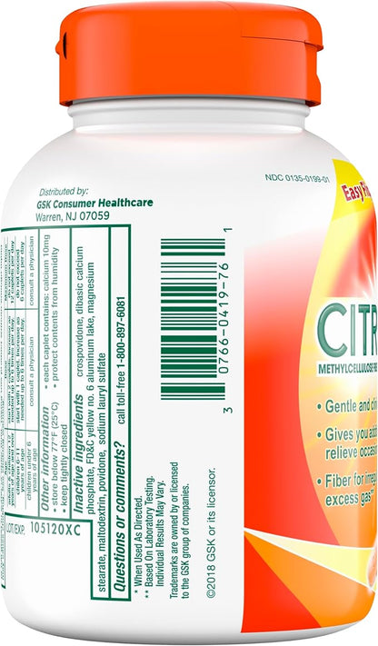 Citrucel Fiber Therapy Caplets for Irregularity, Easy to Swallow Methylcellulose , 180 Count