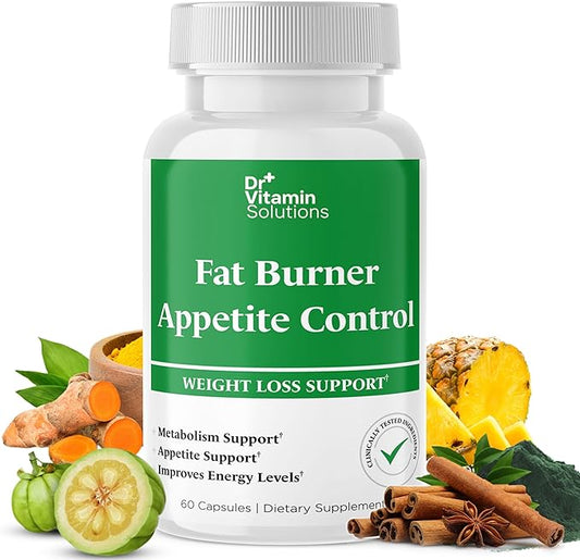 Dr. Vitamin Fat Burner & Appetite Control Weight Loss Supplements for Women & Men - Metabolism Booster w/L-Carnitine, CLA, Chromium - Appetite Suppressant for Weight Loss - 60 Belly Fat Diet Pills