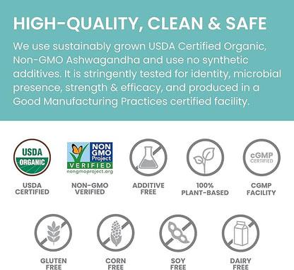 Himalaya Organic Ashwagandha, 60 Day Supply, Herbal Supplement for Stress Relief, Energy Support, Occasional Sleeplessness, Organic, Non-GMO, Vegan, Gluten Free, 670 mg, 60 Caplets